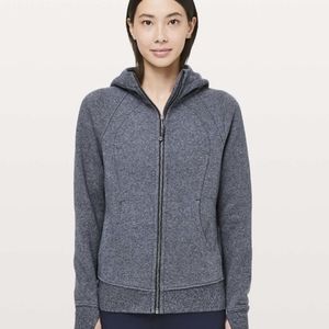 Lululemon Scuba Zip Up Light Cotton Fleece Hoodie Size 8 Heathered Navy